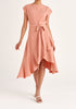 Paisie Belted Boat Neck Dress in Pink